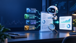 AI 研究助理整理主動式 ETF 持股資料、比較與研究摘要的概念插圖